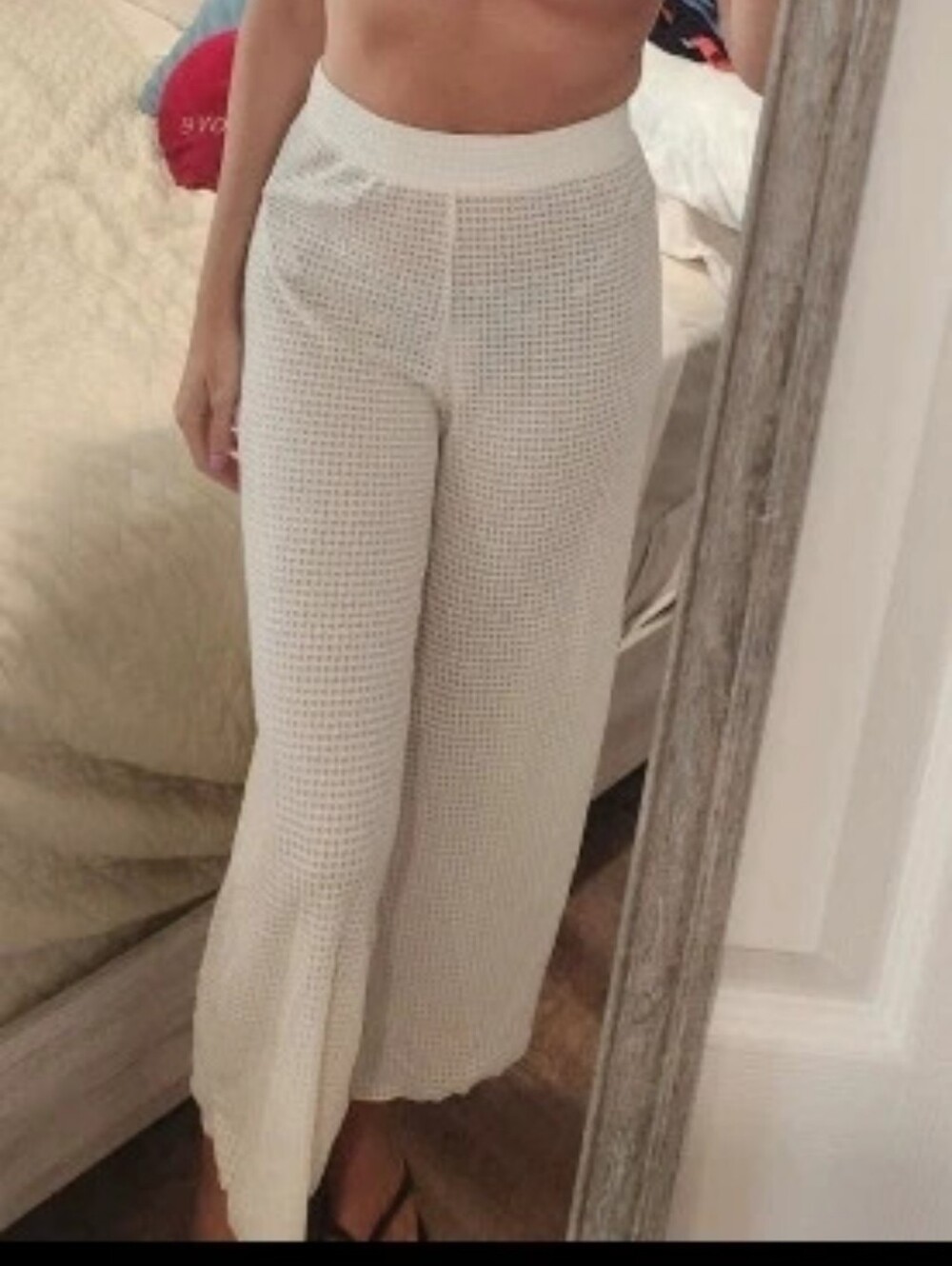 Shein white coverup ankle wide leg pants size small